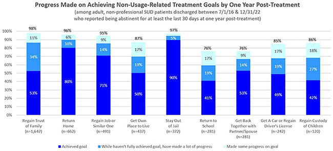 Progress Made on Achieving Non-Usage-Related Treatment Goals by One Year Post-Treatment