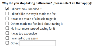 Why did you stop taking naltrexone?