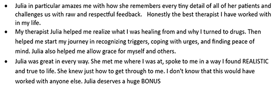 Patients rate their therapist