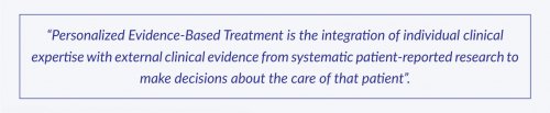 “Personalized Evidence-Based Treatment is the integration of individual clinical expertise with external clinical evidence from systematic patient-reported research to make decisions about the care of that patient”.